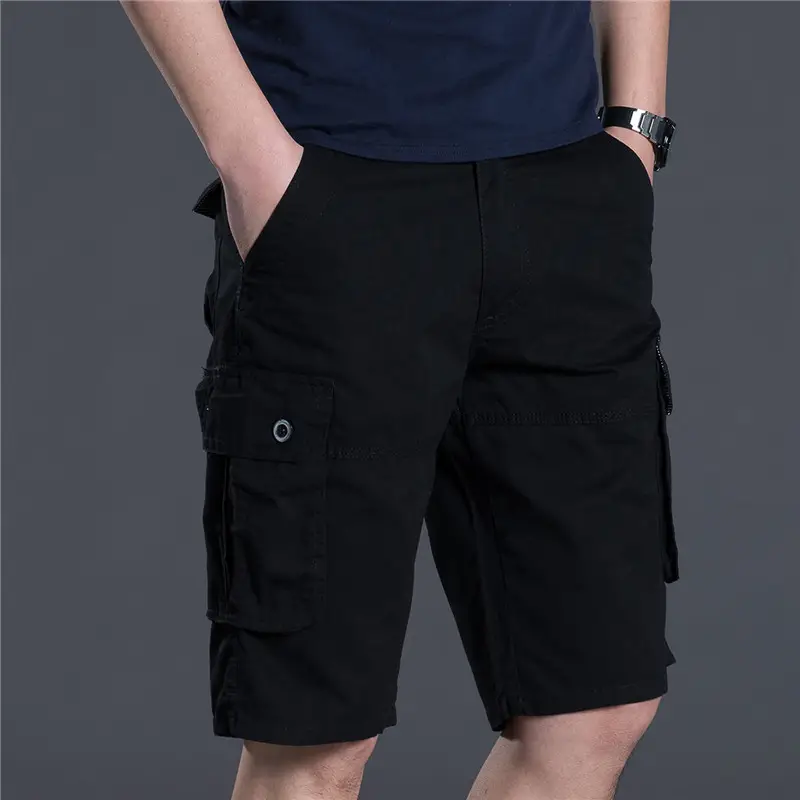 Men Khaki Loose Multi-Pocket Casual Shorts - Image 2