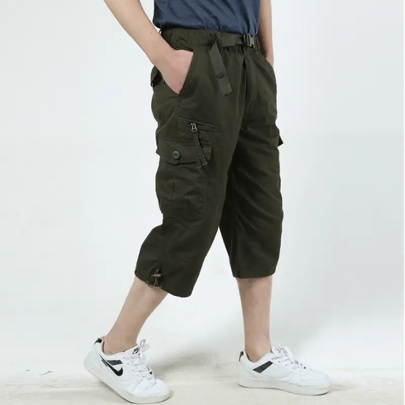 Men Plus Size Loose Khaki Cargo Shorts Summer - Image 2