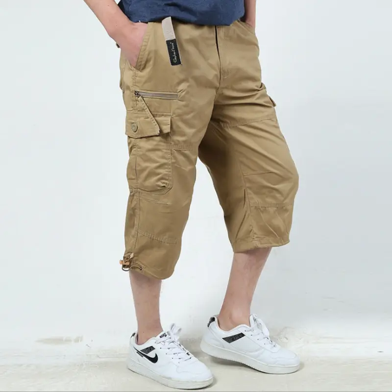 Men Plus Size Loose Khaki Cargo Shorts Summer - Image 4