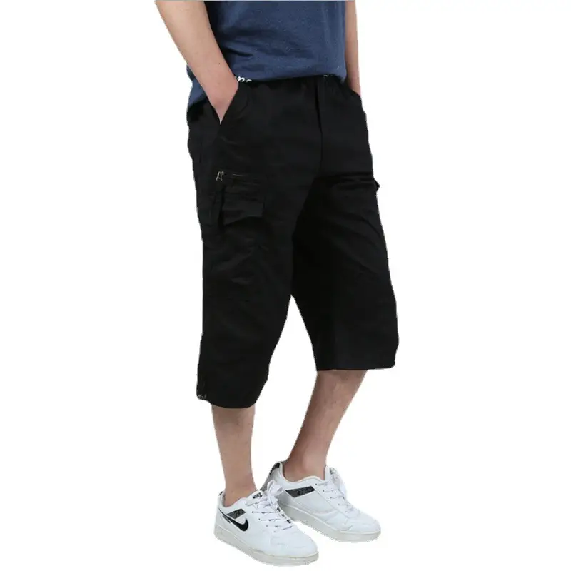 Men Plus Size Loose Khaki Cargo Shorts Summer - Image 5