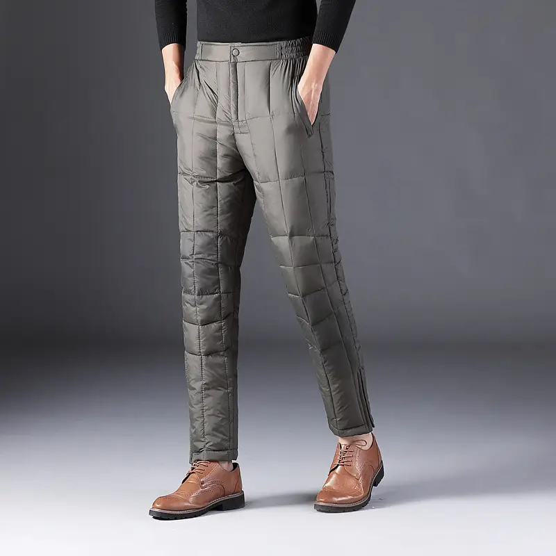 Men High Waist Down Pants Navy Blue Plus Size Warm Cotton - Image 2