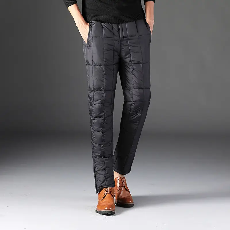 Men High Waist Down Pants Navy Blue Plus Size Warm Cotton - Image 5