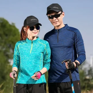 Men's Quick-Dry Zip Neck Hiking Top Blue