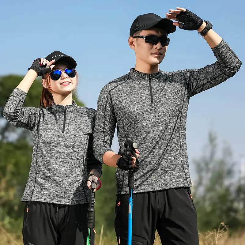 Men's Quick-Dry Zip Neck Hiking Top Blue - Image 2