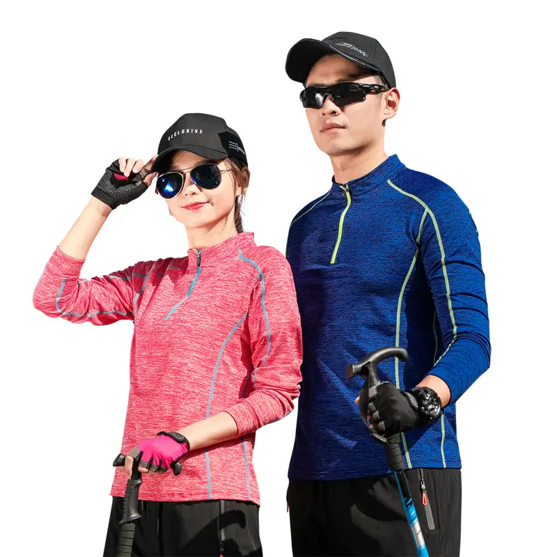 Men's Quick-Dry Zip Neck Hiking Top Blue - Image 5
