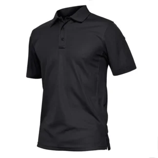 Men Black Sporty Short Sleeve Polo Shirt