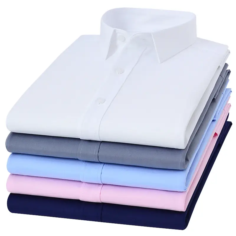 Men Bamboo Fiber Long Sleeve Shirt Anti Wrinkle Formal Casual White - Image 5