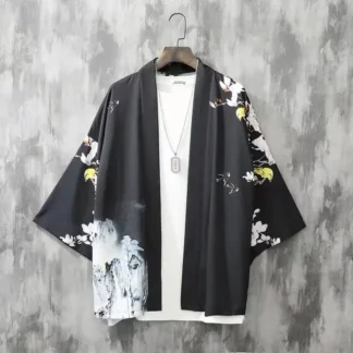 Vintage Plum Blossom Couple Robe Women M-Plum Yellow Black