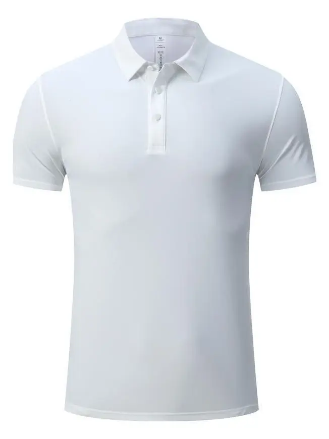 Men Ice Silk Polo Shirt White Large Summer Business - Image 5