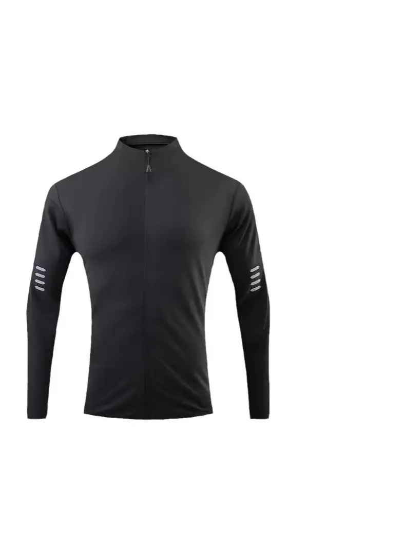 Men's Black Slim Fit Zipper Sports T-Shirt Autumn - Image 5