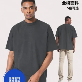 Men 280g Washed Cotton T-Shirt Black