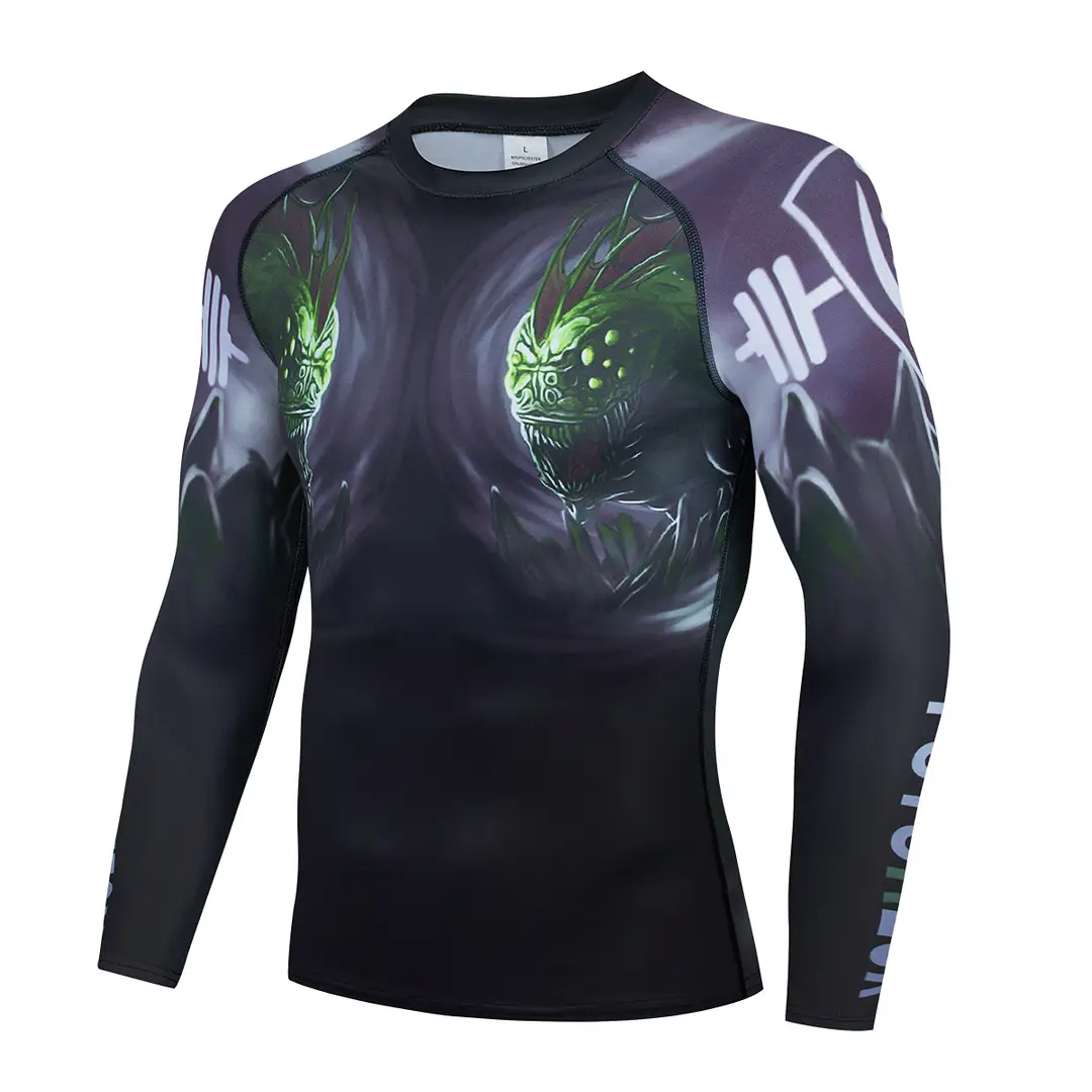 Men's Printed Quick-Dry Sports Tights Blue Dragon Design - Image 4