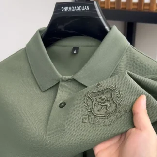 Olive Green Men's Casual Polo Shirt Plus Size Breathable