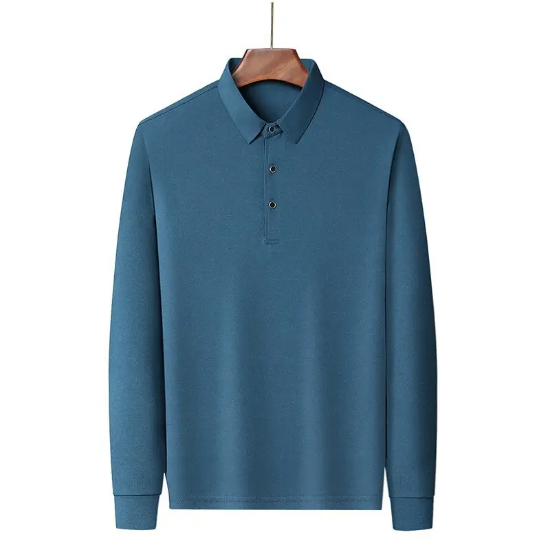 Men's White Polo Shirt Long Sleeve Plus Size - Image 2