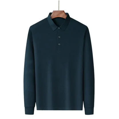Men's White Polo Shirt Long Sleeve Plus Size