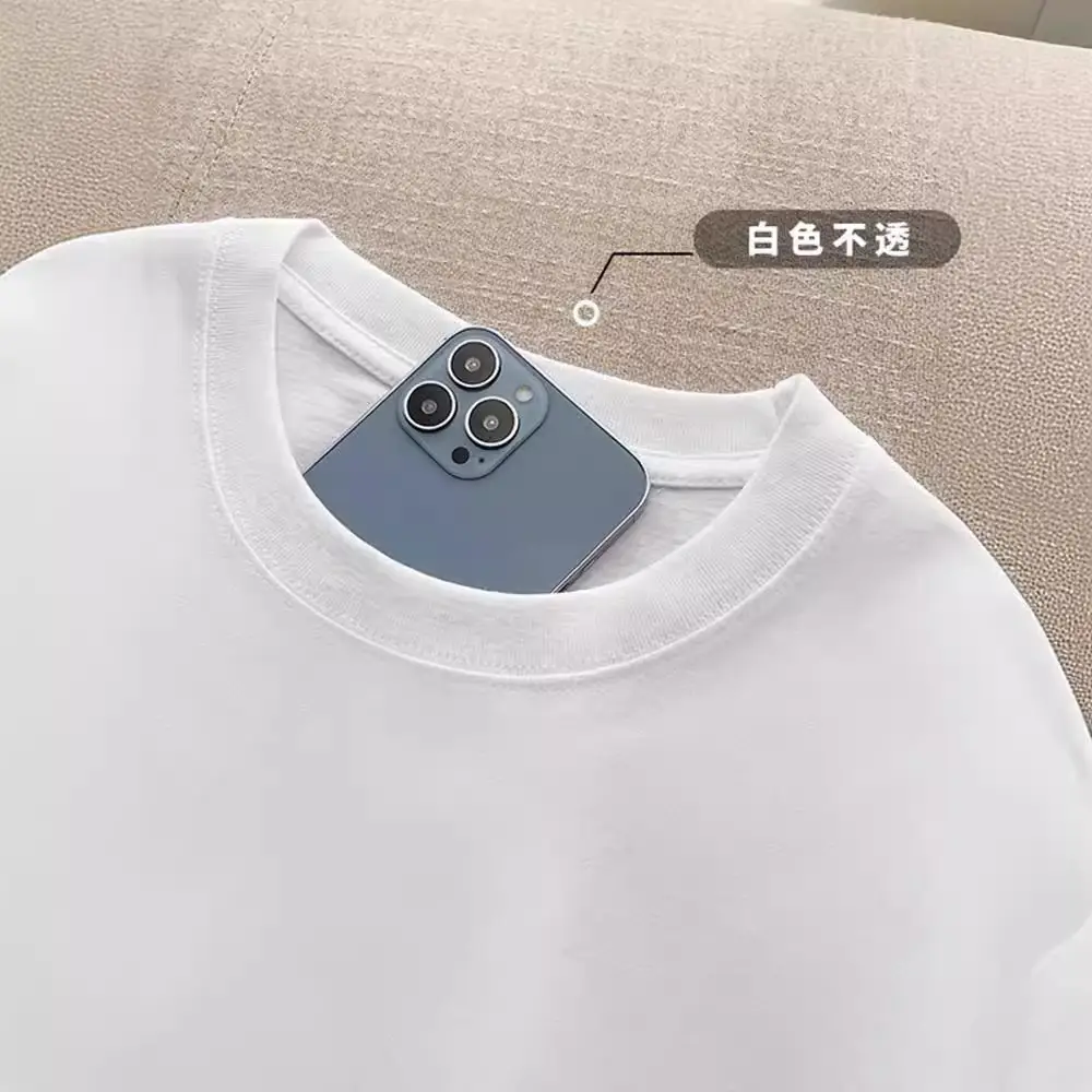 Men Loose Fit Cotton T-Shirt White Summer - Image 2