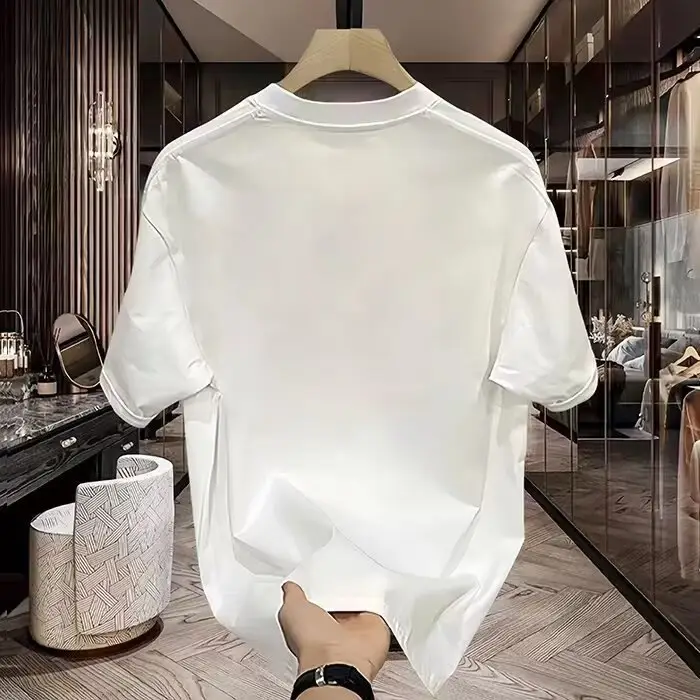 White Graphic T-Shirt Men Summer Stylish Retro - Image 3