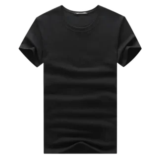 Men Cotton Solid White Round Neck T-Shirt Summer