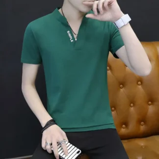 Men Green Collared Casual T-Shirt New