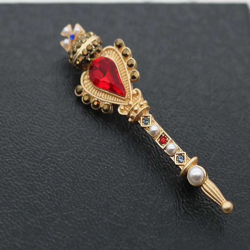 Royal Red Heart Brooch for Women Gold Tones - Image 3