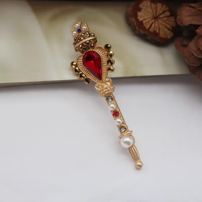Royal Red Heart Brooch for Women Gold Tones - Image 6