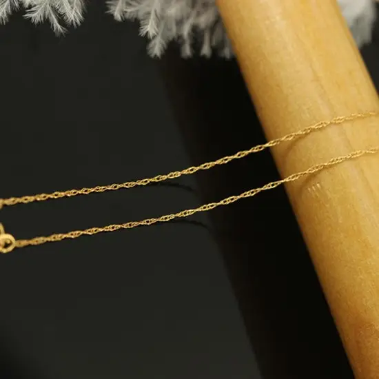 Gold Water Wave Necklace 0.76MM Lightweight Elegant - Image 3
