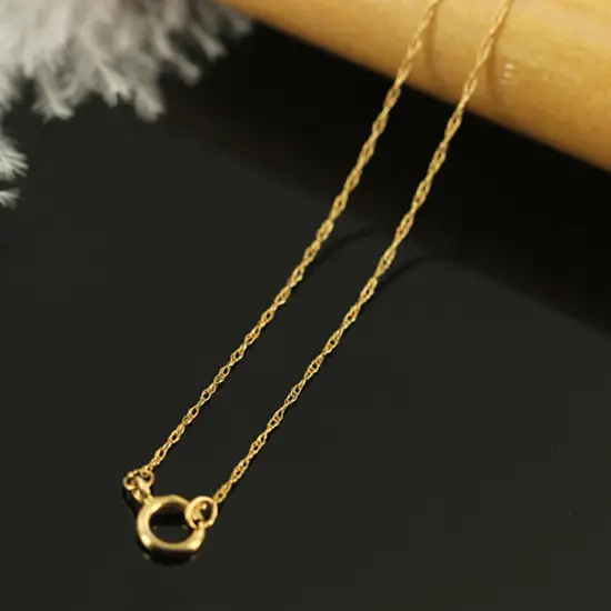 Gold Water Wave Necklace 0.76MM Lightweight Elegant - Image 6