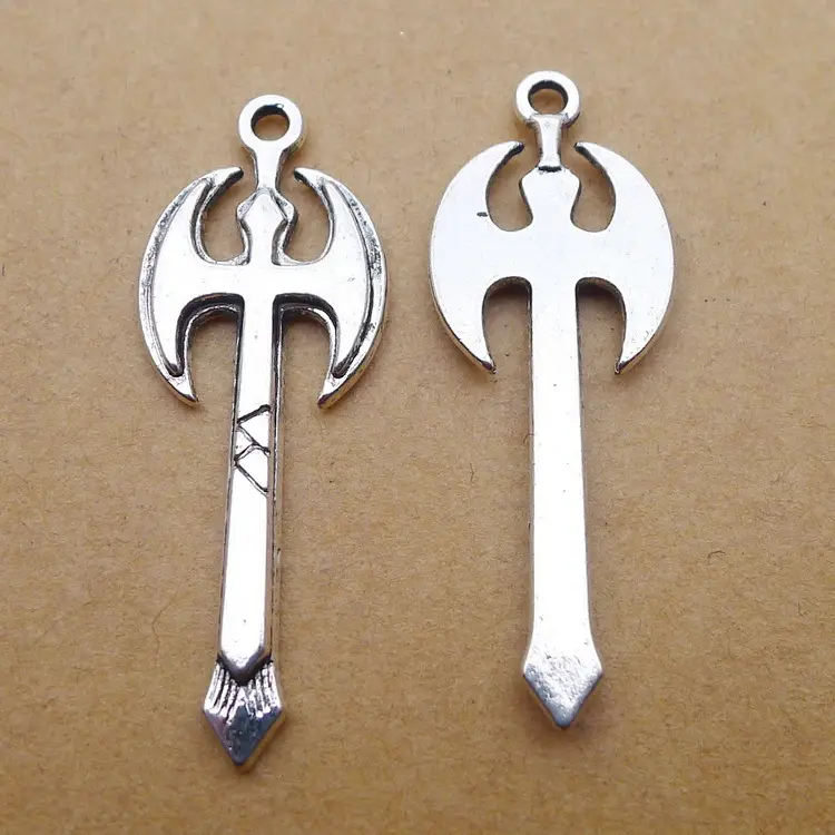 Vintage Axe Charm Jewelry Set Silver 14mm