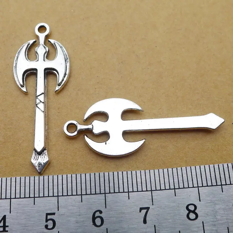 Vintage Axe Charm Jewelry Set Silver 14mm - Image 2