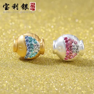 Fish Shape S999 Silver Rhinestone Beads for DIY Jewelry