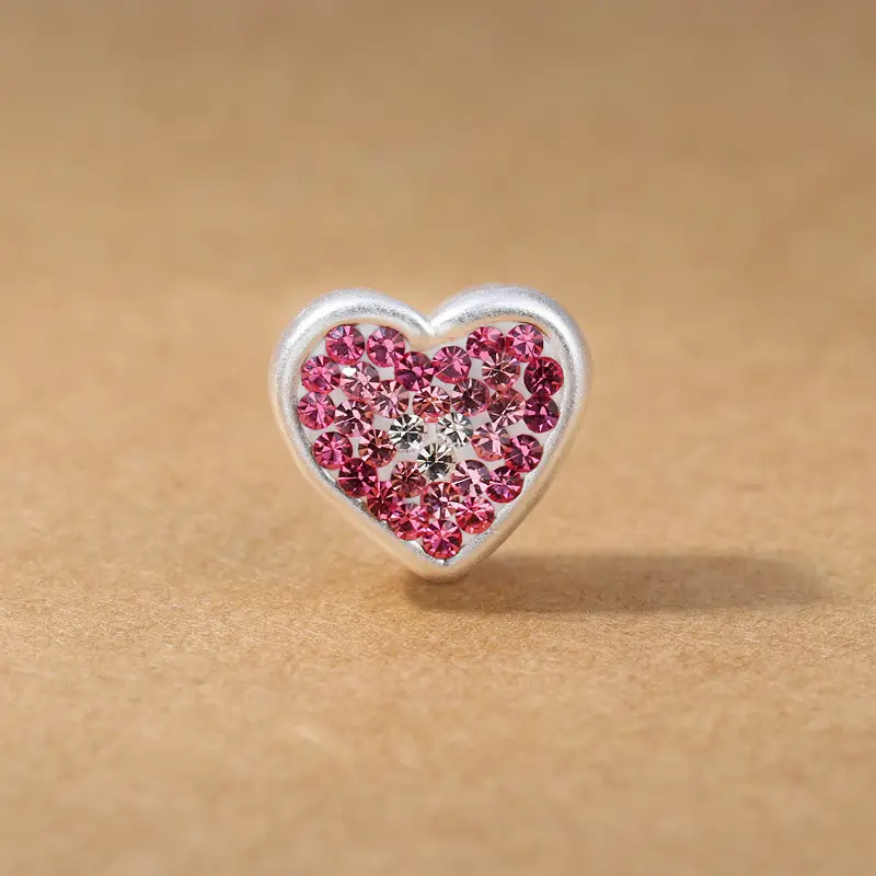 Heart Shaped Czech Rhinestone Earrings Silver - Image 4