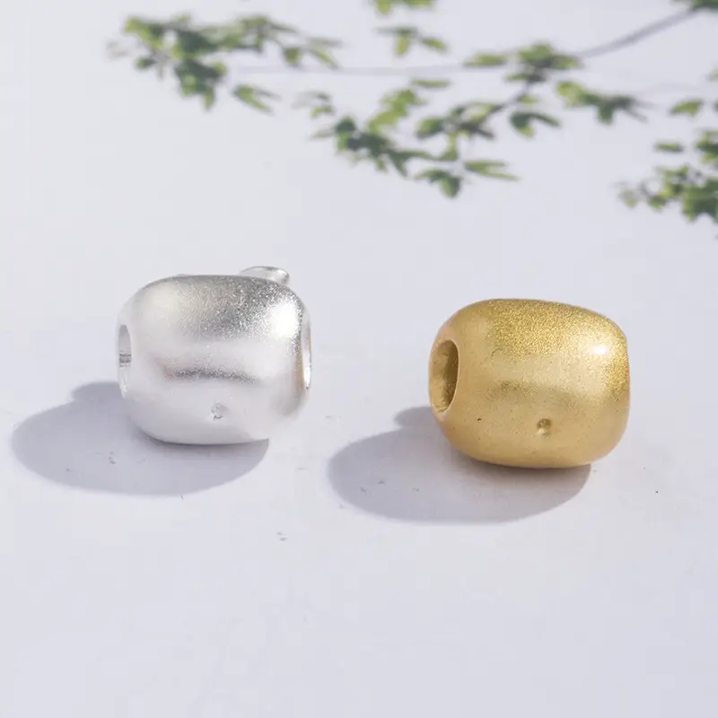 3D Apple Shaped Silver Beads for DIY Jewelry - Image 4