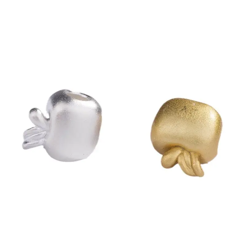 3D Apple Shaped Silver Beads for DIY Jewelry - Image 5