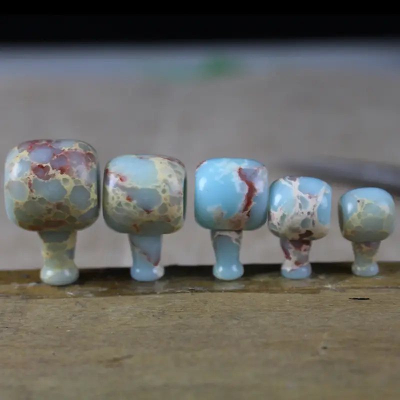Shoushan Stone Beads Blue Red Veined for Wedding Office Wear - Image 3