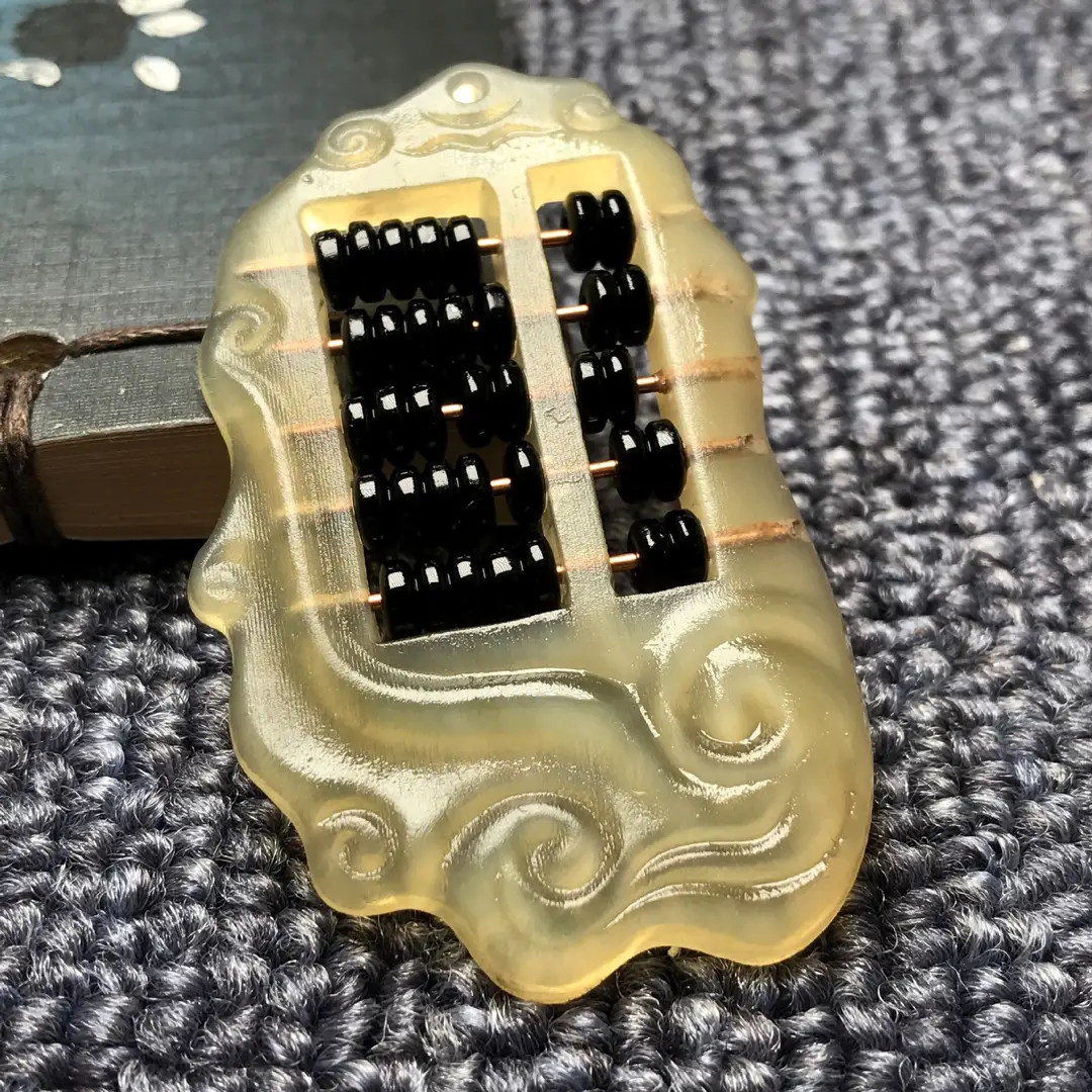 Natural Horn Abacus Pendant with Mahogany Beads - Image 6