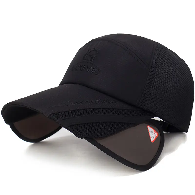 Men Telescopic Sun Hat Black Blue Adjustable - Image 2