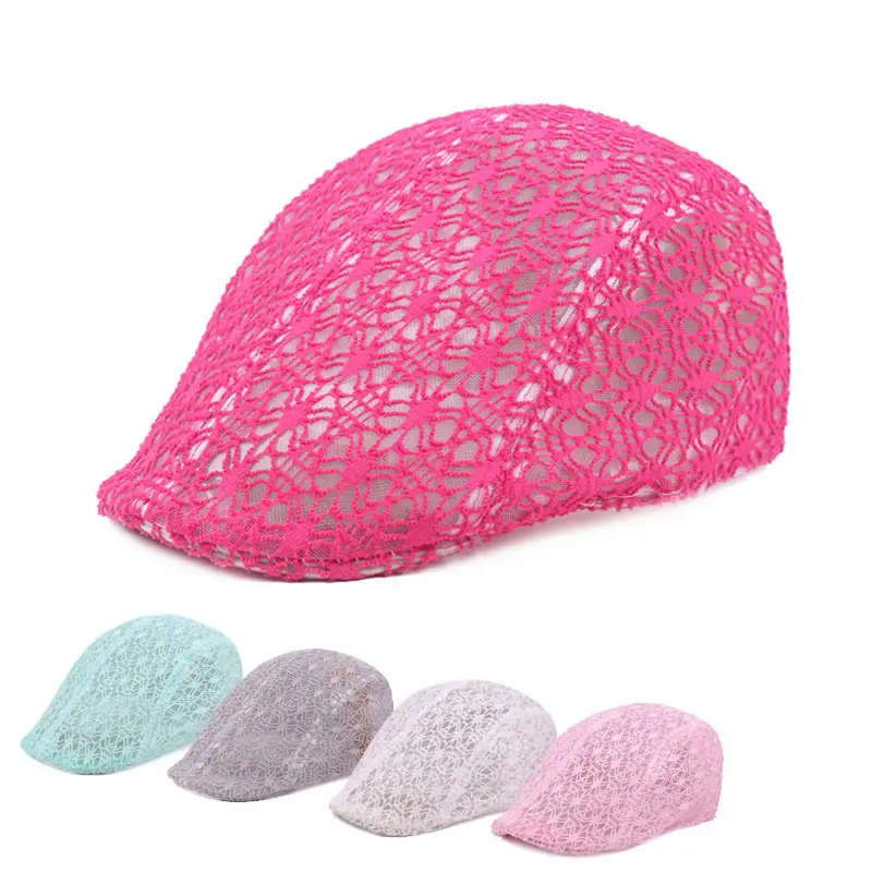 Lace Beret Cap for Women Summer Sun Protection Multi Color
