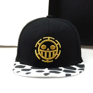 Black Anime Trafalgar Law Cap with Gold Embroidery