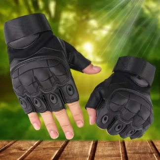 Black Tactical Half-Finger Gloves for Cycling & Outdoor Use