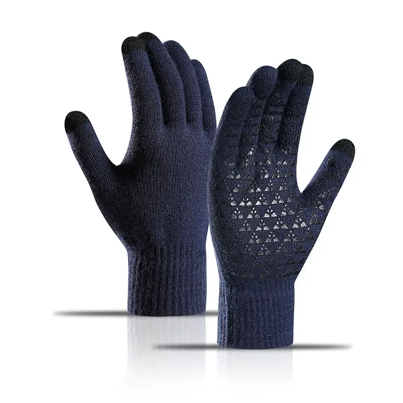 Black Knitted Gloves with Touch Screen & Fleece Lining - Image 2