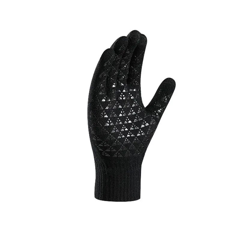 Black Knitted Gloves with Touch Screen & Fleece Lining - Image 3
