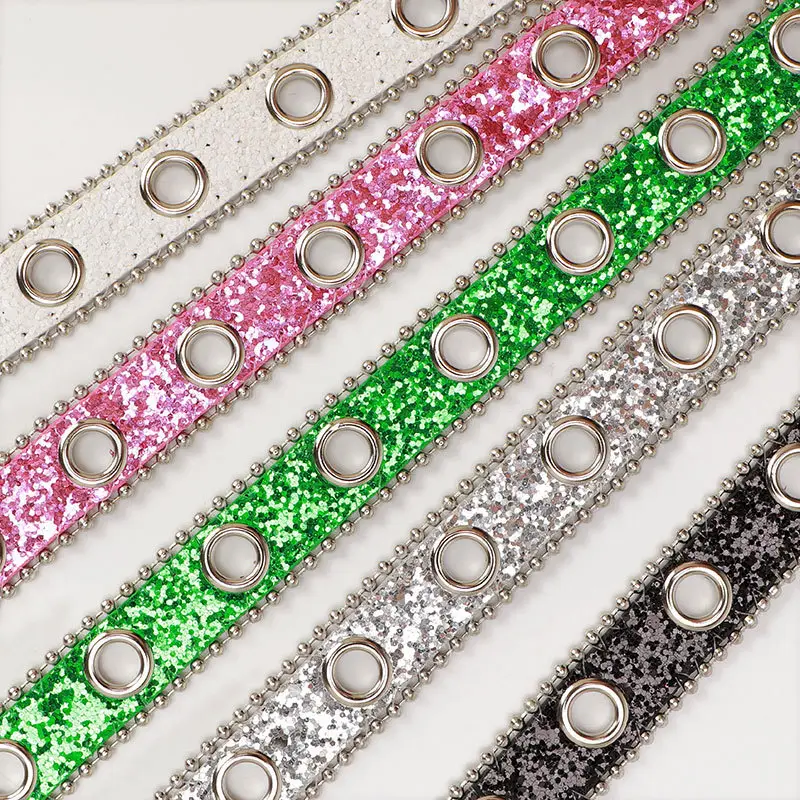 Women Rhinestone Belt Sparkly Silver Buckle Denim Skirt Accessory - Image 3