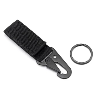 Tactical Nylon Keychain with Hawk Beak Hook Black