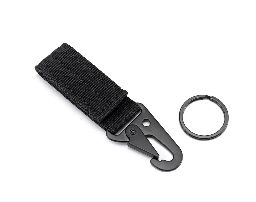 Tactical Nylon Keychain with Hawk Beak Hook Black