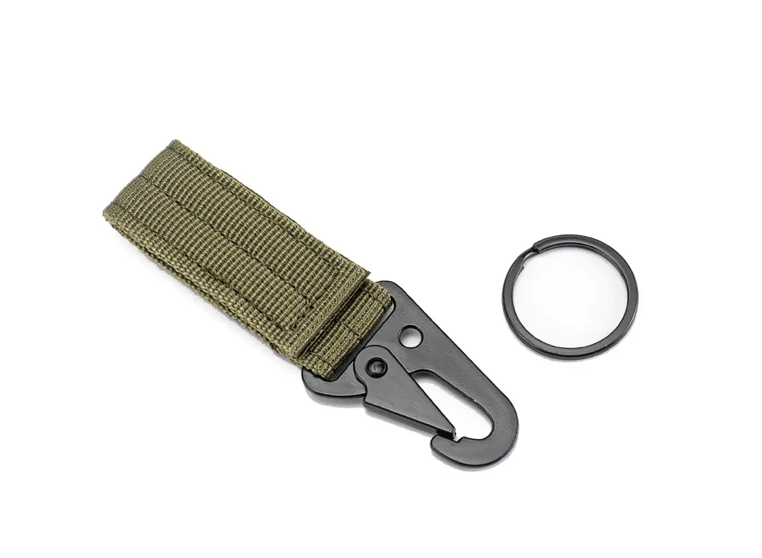 Tactical Nylon Keychain with Hawk Beak Hook Black - Image 3
