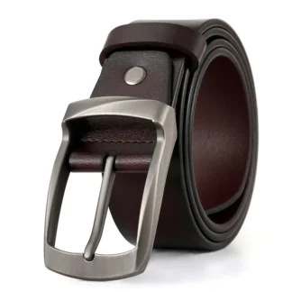 Men's Vintage Leather Belt with Pin Buckle