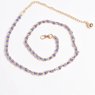 Women's Blue Pearl Waist Chain Belt All Seasons Casual Slimming Decor
