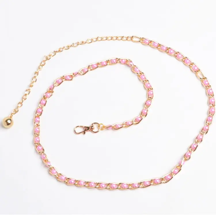 Women's Blue Pearl Waist Chain Belt All Seasons Casual Slimming Decor - Image 2