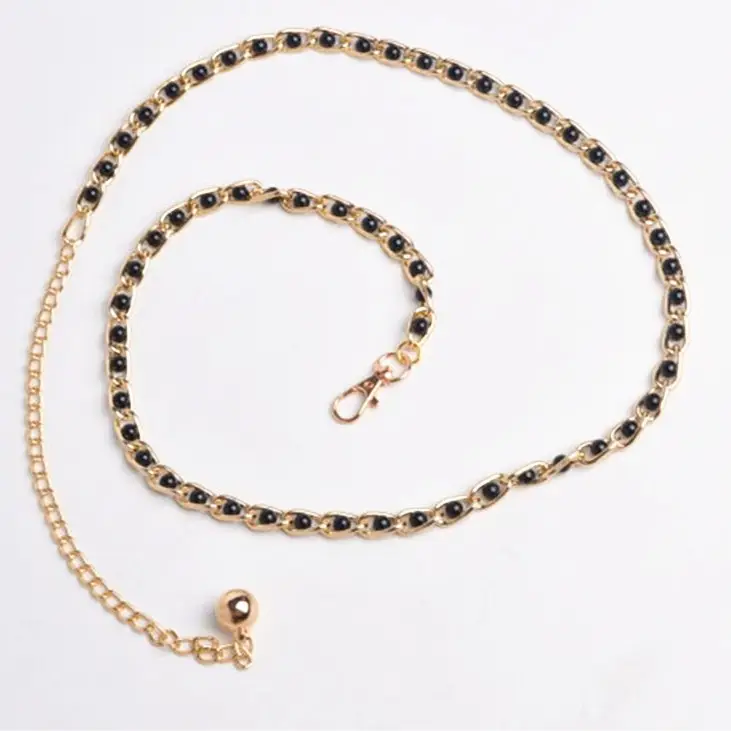 Women's Blue Pearl Waist Chain Belt All Seasons Casual Slimming Decor - Image 3