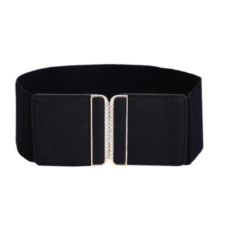 Black Elastic PU Belt for Women Autumn Winter Fashion Waist Belt